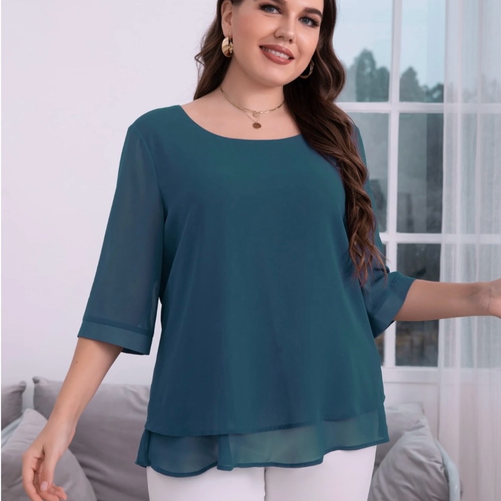 Teal Hemmed Blouse